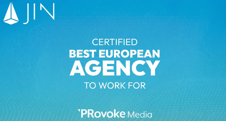JIN certified Best European Agency To Work For in 2026 by PRovoke Media