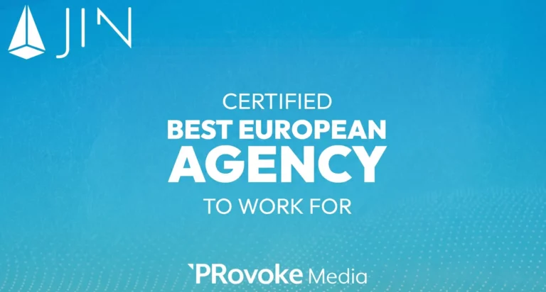 JIN certified Best European Agency To Work For in 2026 by PRovoke Media
